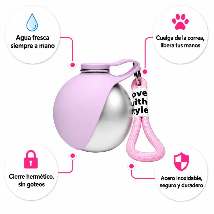 Portable Outdoor Pet Stainless Steel Water Cup Dog Water Bottle with Bowl