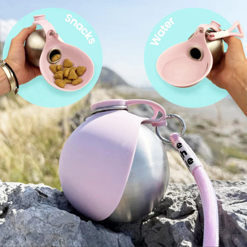 Portable Outdoor Pet Stainless Steel Water Cup Dog Water Bottle with Bowl