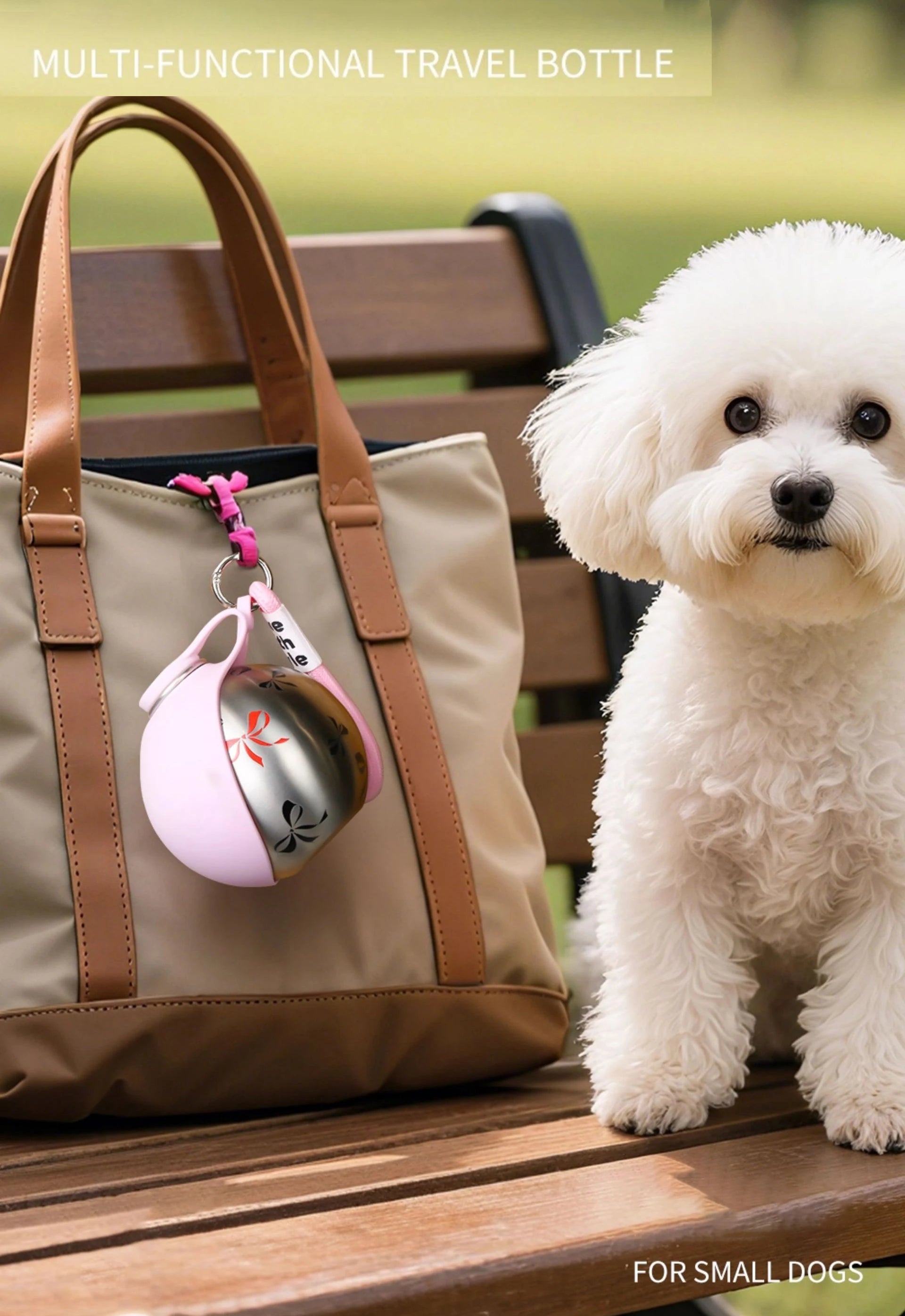 Portable Outdoor Pet Stainless Steel Water Cup Dog Water Bottle with Bowl