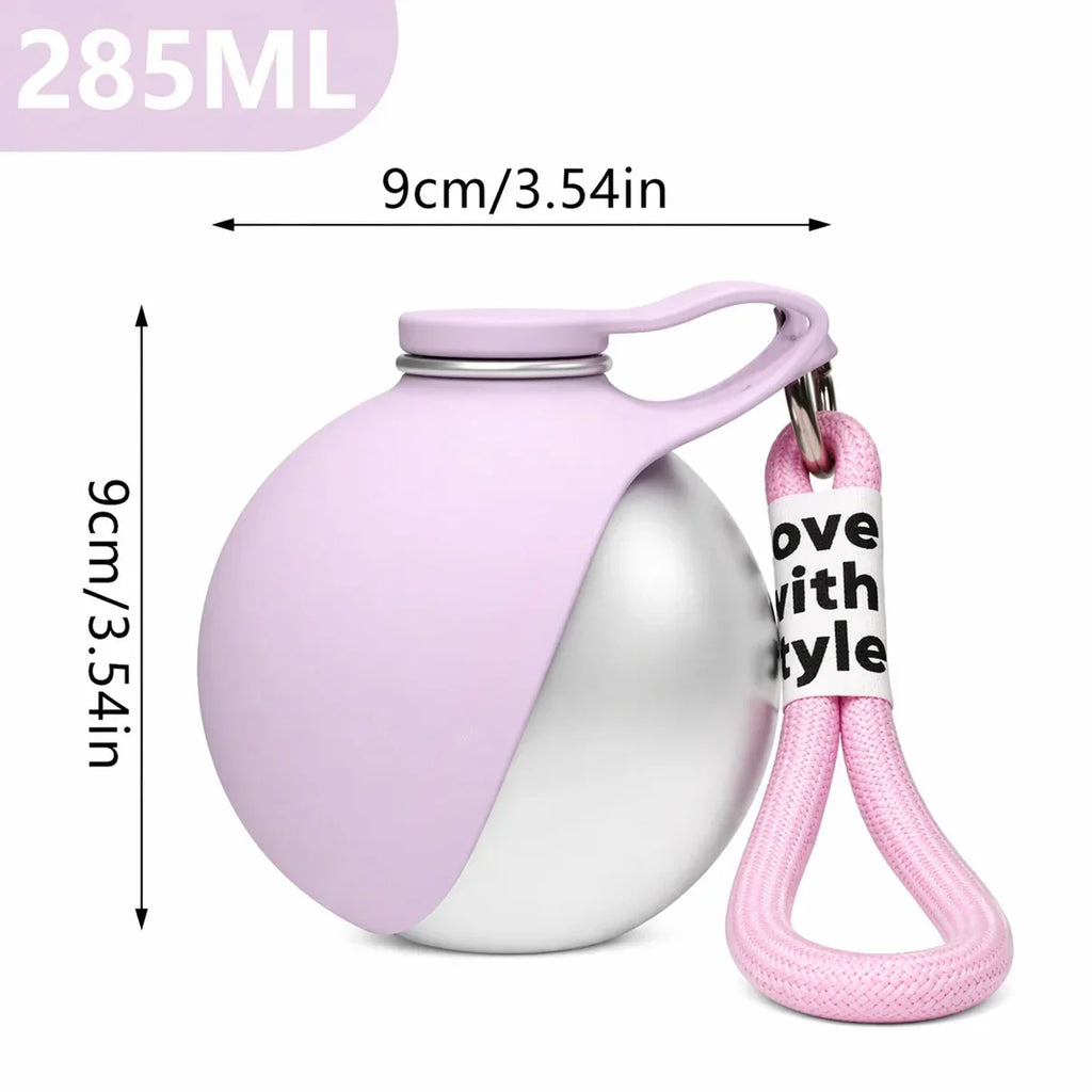 Portable Outdoor Pet Stainless Steel Water Cup Dog Water Bottle with Bowl