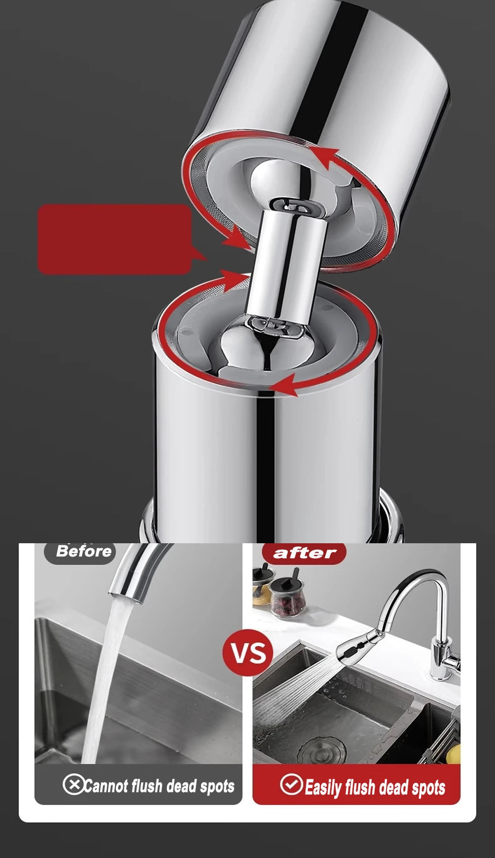 3 in1 Faucet Sprayer Pull Out Kitchen Leakproof 360 Degree Ajustable Sink