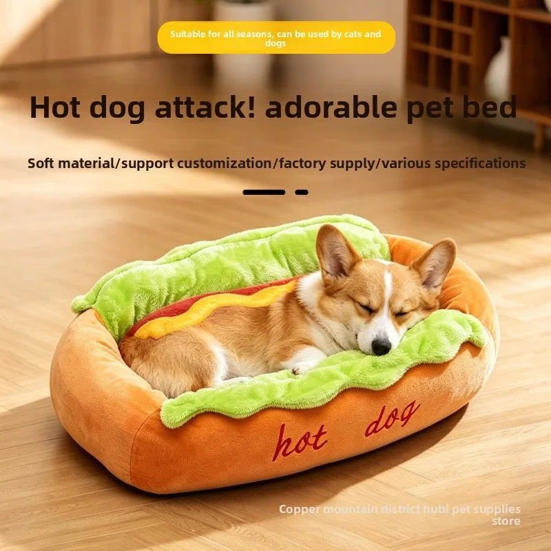 Pet Bed Hot Dog House Lounger Bed (For small dogs)