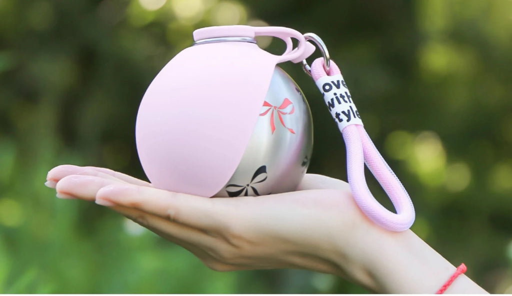 Portable Outdoor Pet Stainless Steel Water Cup Dog Water Bottle with Bowl