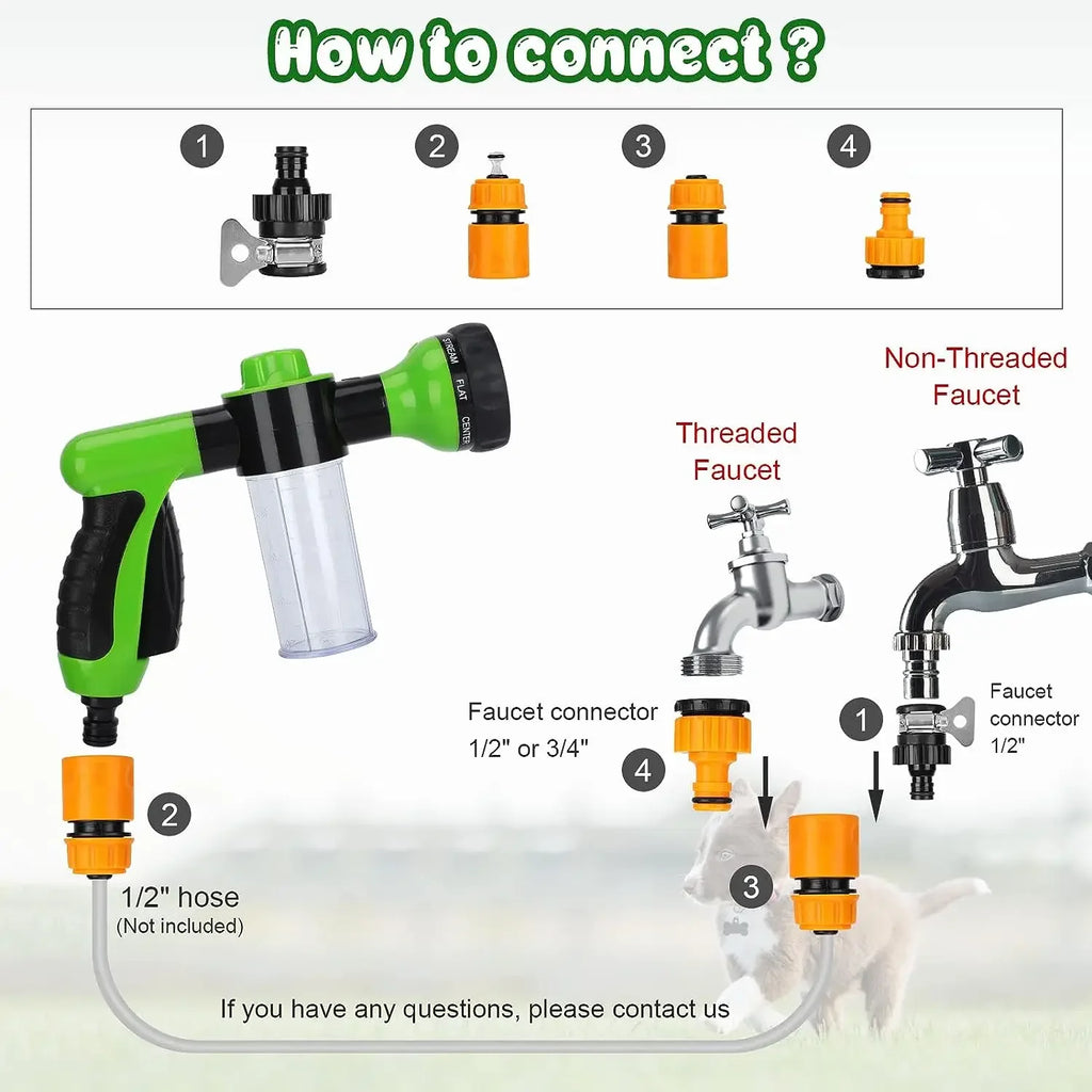 Dog Shower Sprayer 8 in 1 Pet Bath Cleaning Cat Dog Shower Gun