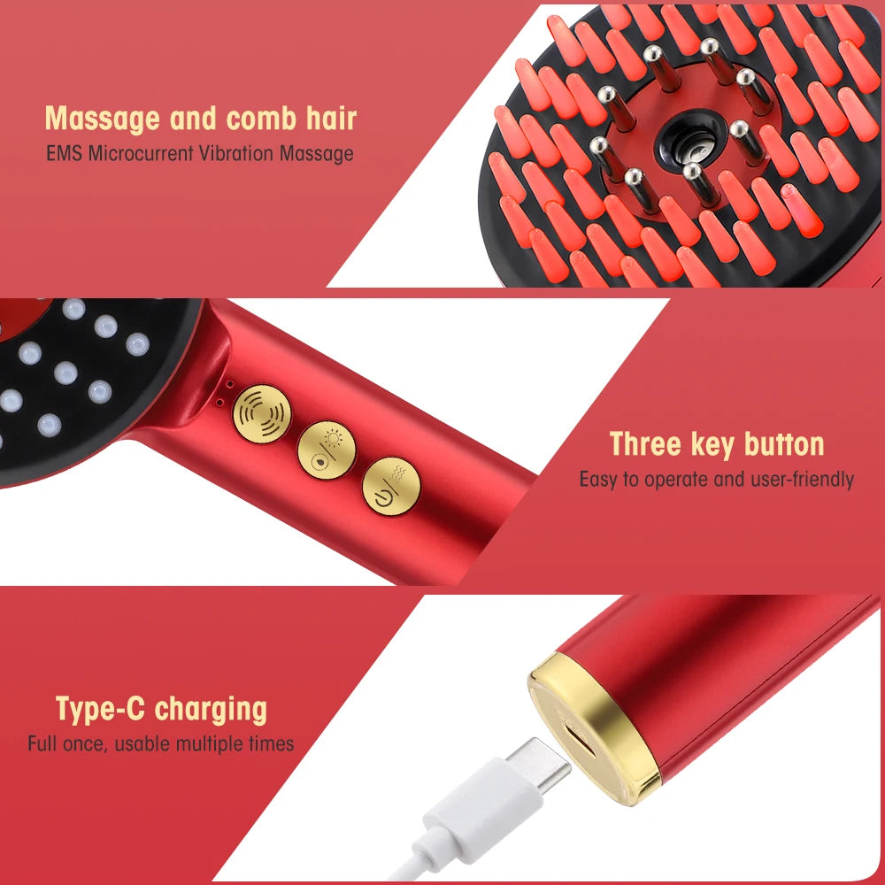 Electric Hair Regrowth Brush with Infrared Light Acupoint Scalp Massage