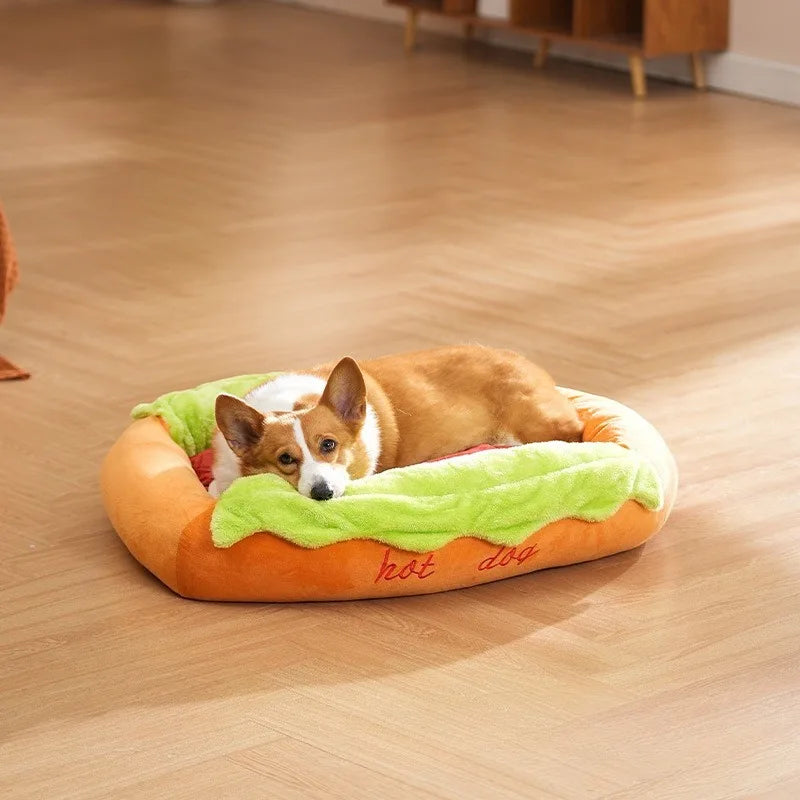 Pet Bed Hot Dog House Lounger Bed (For small dogs)