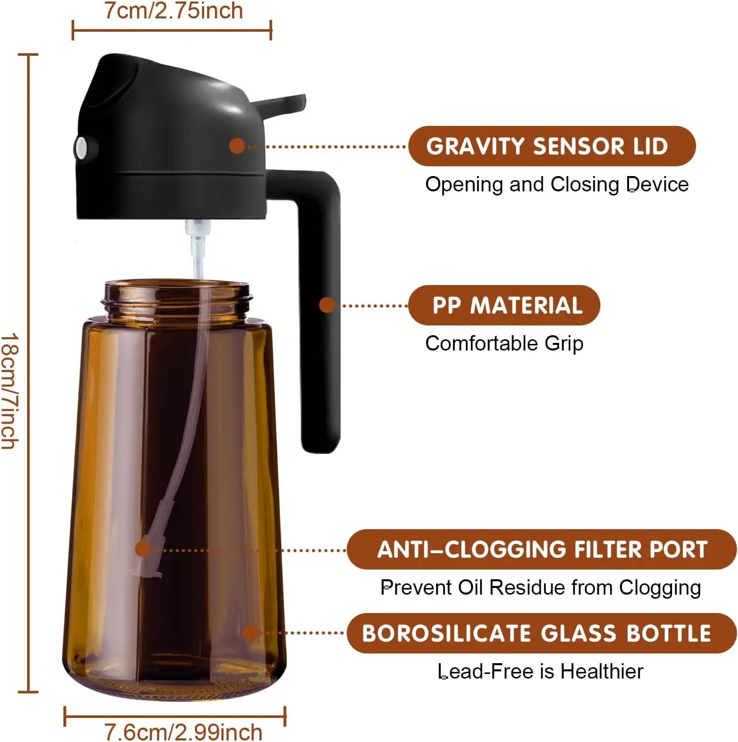 470ml Dark Amber Glass Oil Sprayer