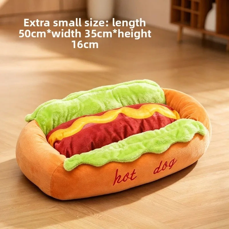Pet Bed Hot Dog House Lounger Bed (For small dogs)