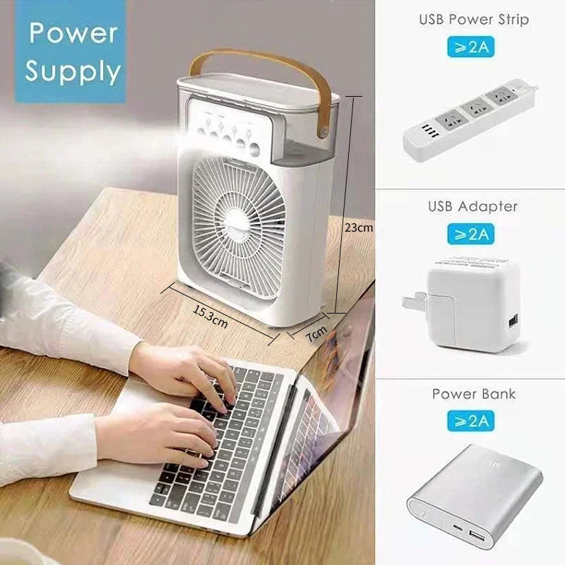 New 3 In 1 Mini Air Cooler Portable Fan Air Conditioner