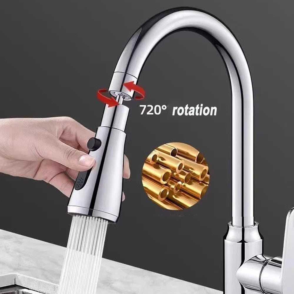 3 in1 Faucet Sprayer Pull Out Kitchen Leakproof 360 Degree Ajustable Sink