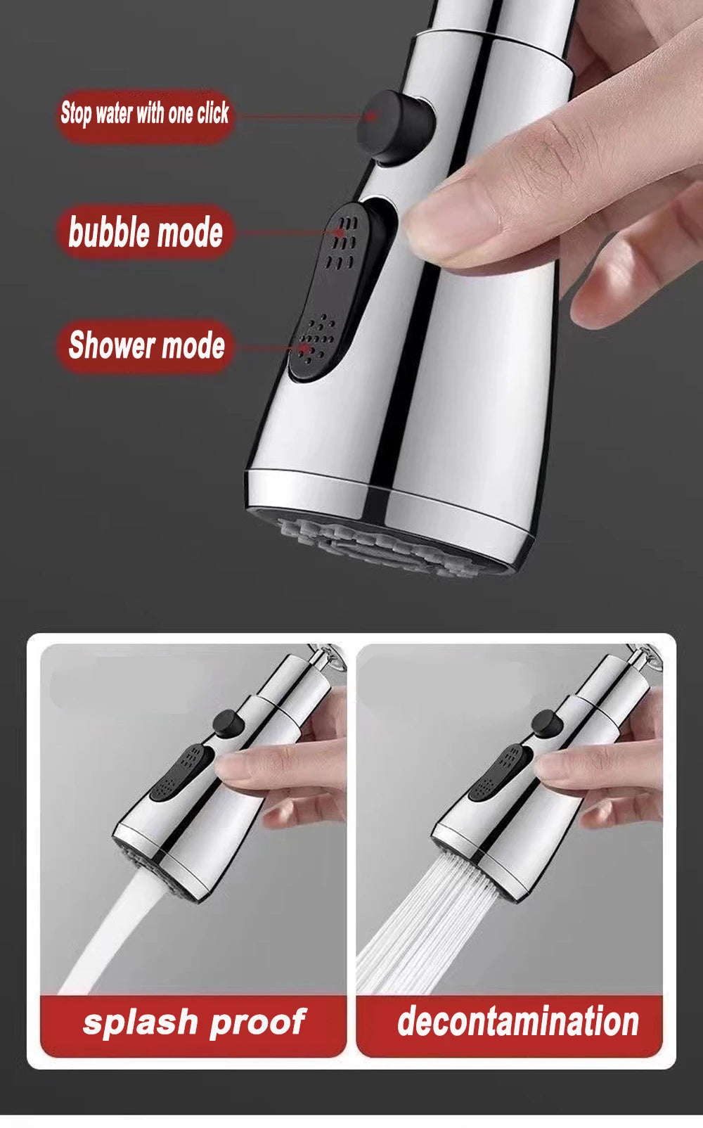 3 in1 Faucet Sprayer Pull Out Kitchen Leakproof 360 Degree Ajustable Sink