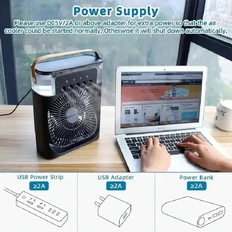 New 3 In 1 Mini Air Cooler Portable Fan Air Conditioner