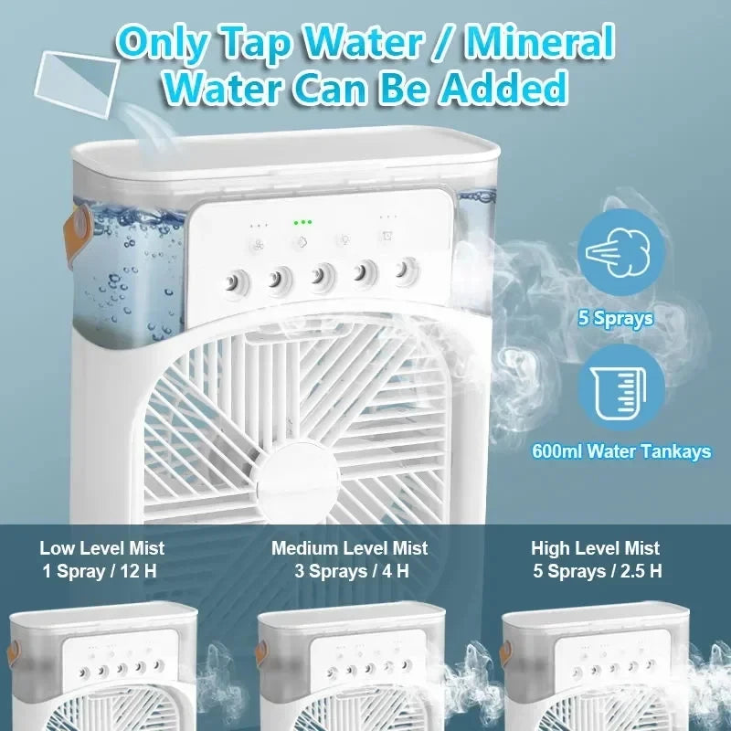 New 3 In 1 Mini Air Cooler Portable Fan Air Conditioner
