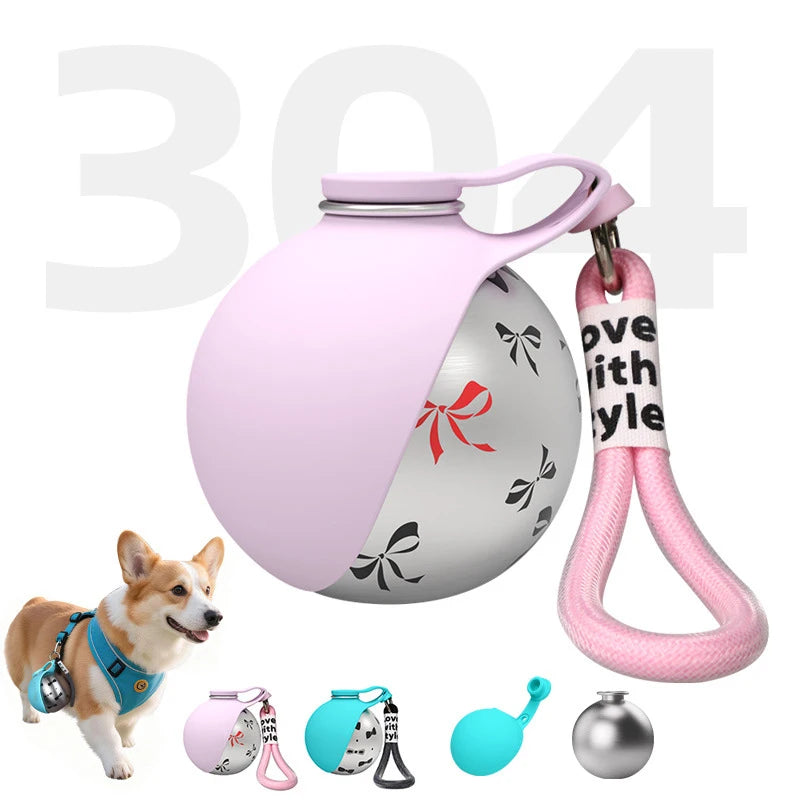 Portable Outdoor Pet Stainless Steel Water Cup Dog Water Bottle with Bowl