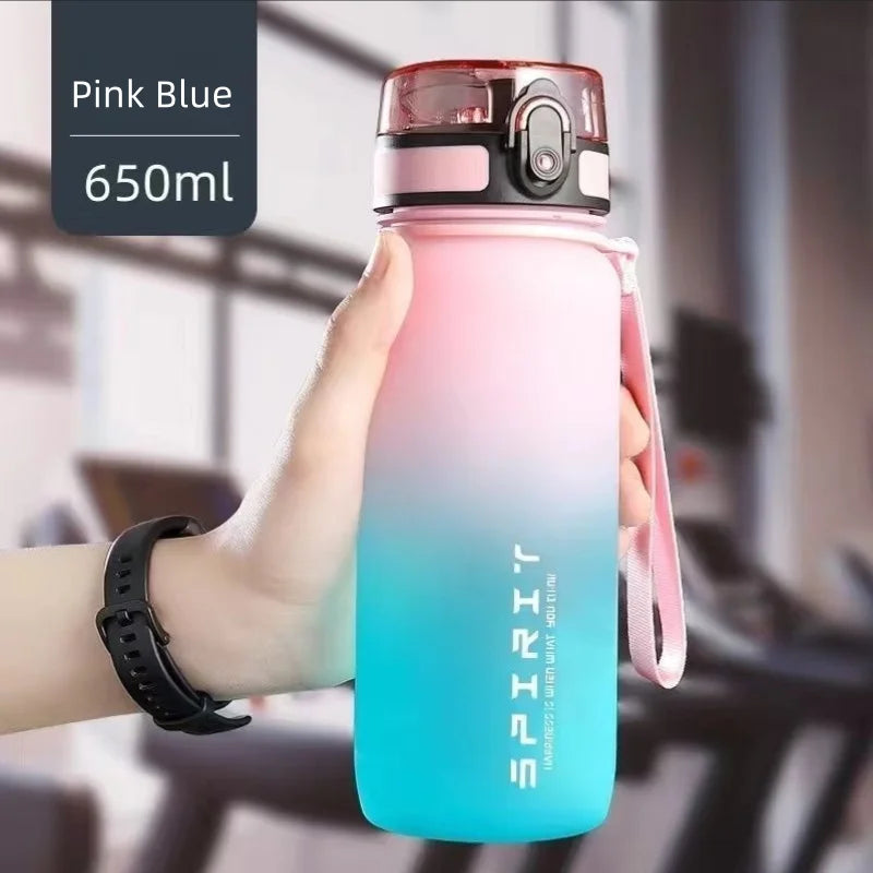 500ml/650ml Gradient Sports Water Bottle with Time Marker - Leak-Proof, Durable PC Material for Cycling, Running & Fitness