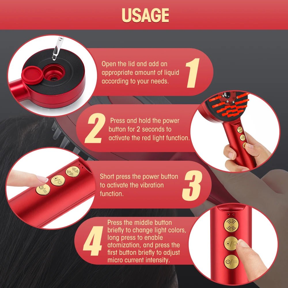 Electric Hair Regrowth Brush with Infrared Light Acupoint Scalp Massage - ItemDrop