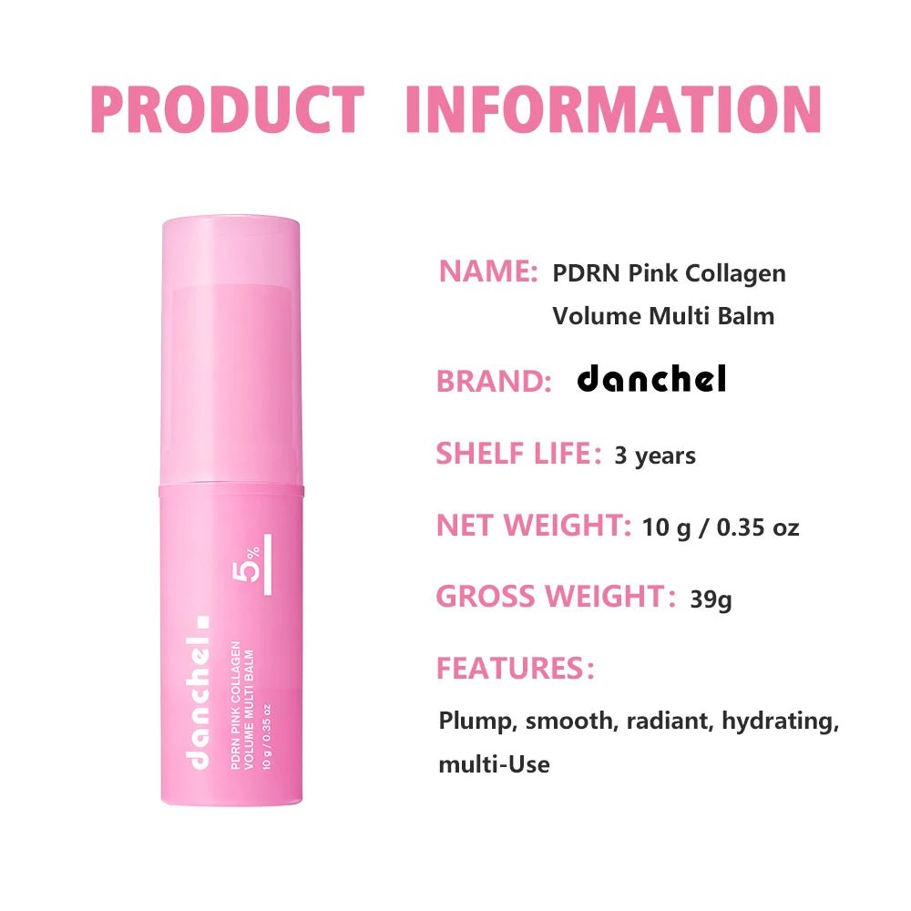 PDRN Pink Collagen Volume Multi Balm Deep Hydration Moisturization Brighten Skin Plump Smooth Radiant Portable Collagen Stick - ItemDrop