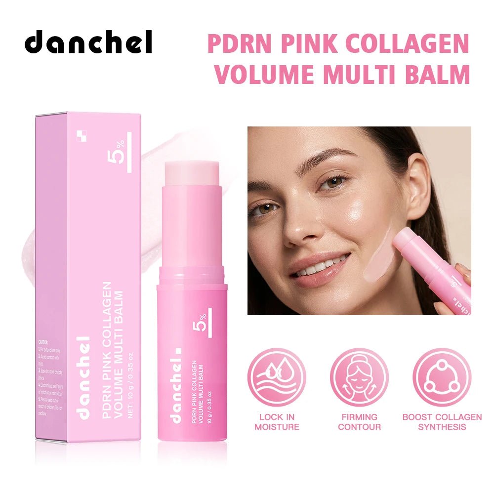 PDRN Pink Collagen Volume Multi Balm Deep Hydration Moisturization Brighten Skin Plump Smooth Radiant Portable Collagen Stick - ItemDrop