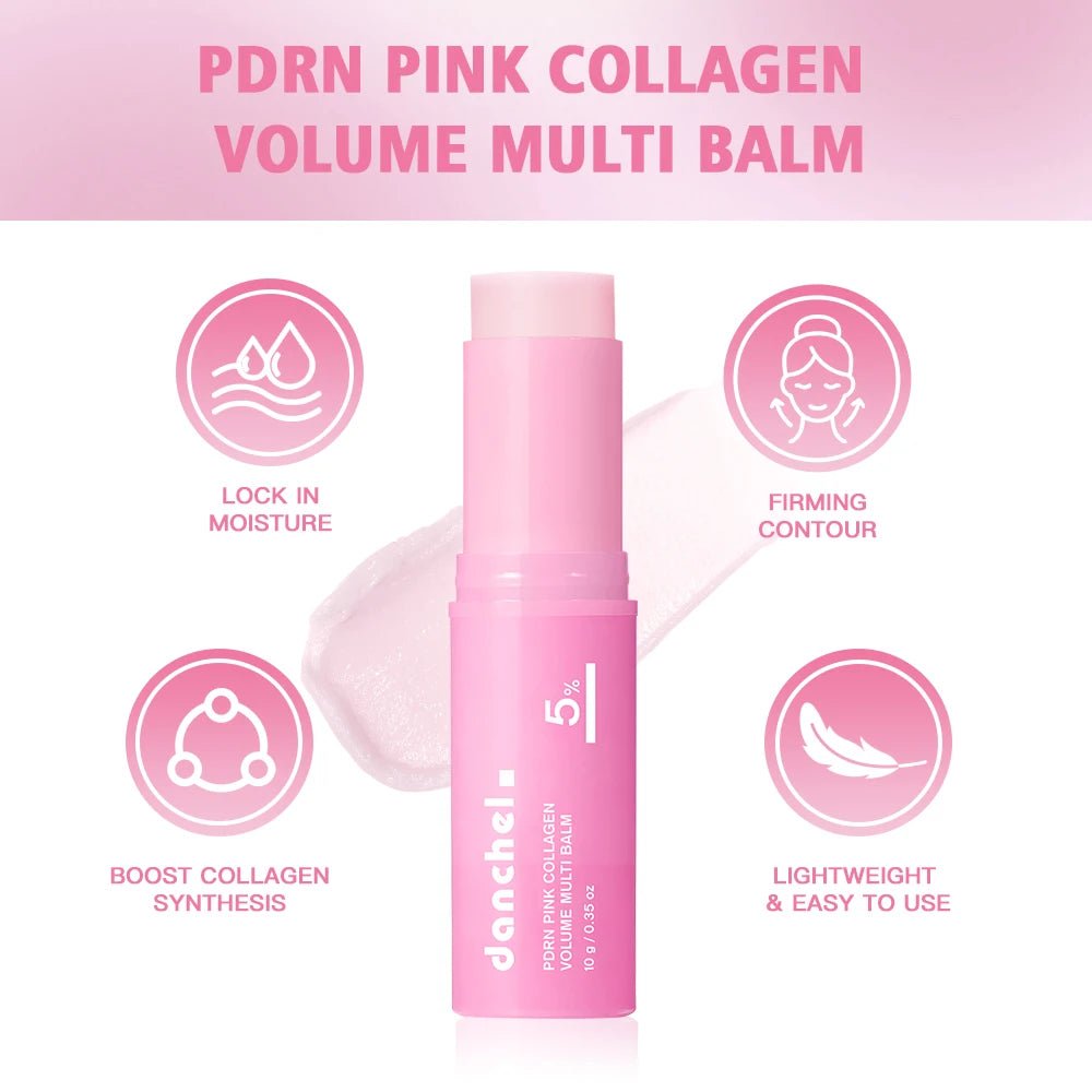 PDRN Pink Collagen Volume Multi Balm Deep Hydration Moisturization Brighten Skin Plump Smooth Radiant Portable Collagen Stick - ItemDrop