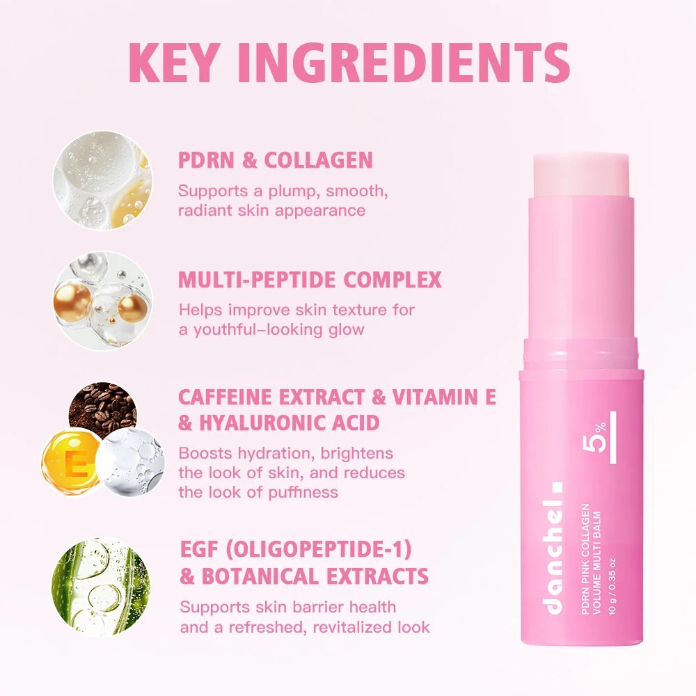 PDRN Pink Collagen Volume Multi Balm Deep Hydration Moisturization Brighten Skin Plump Smooth Radiant Portable Collagen Stick - ItemDrop