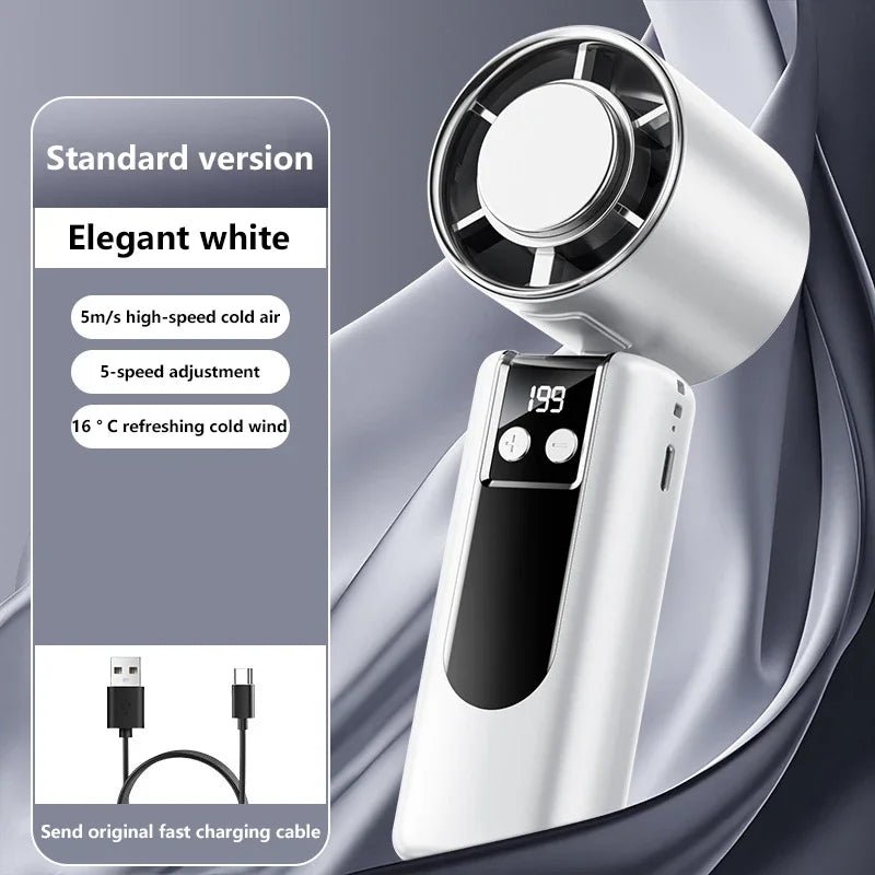 Portable Handheld Fan with Digital Display – USB-C Rechargeable - ItemDrop