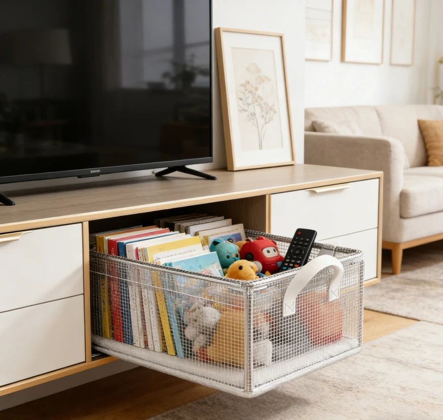 Clear PVC Folding Storage Bins, Durable Steel Frame, Water-resistant Organizer, Mesh Basket - ItemDrop