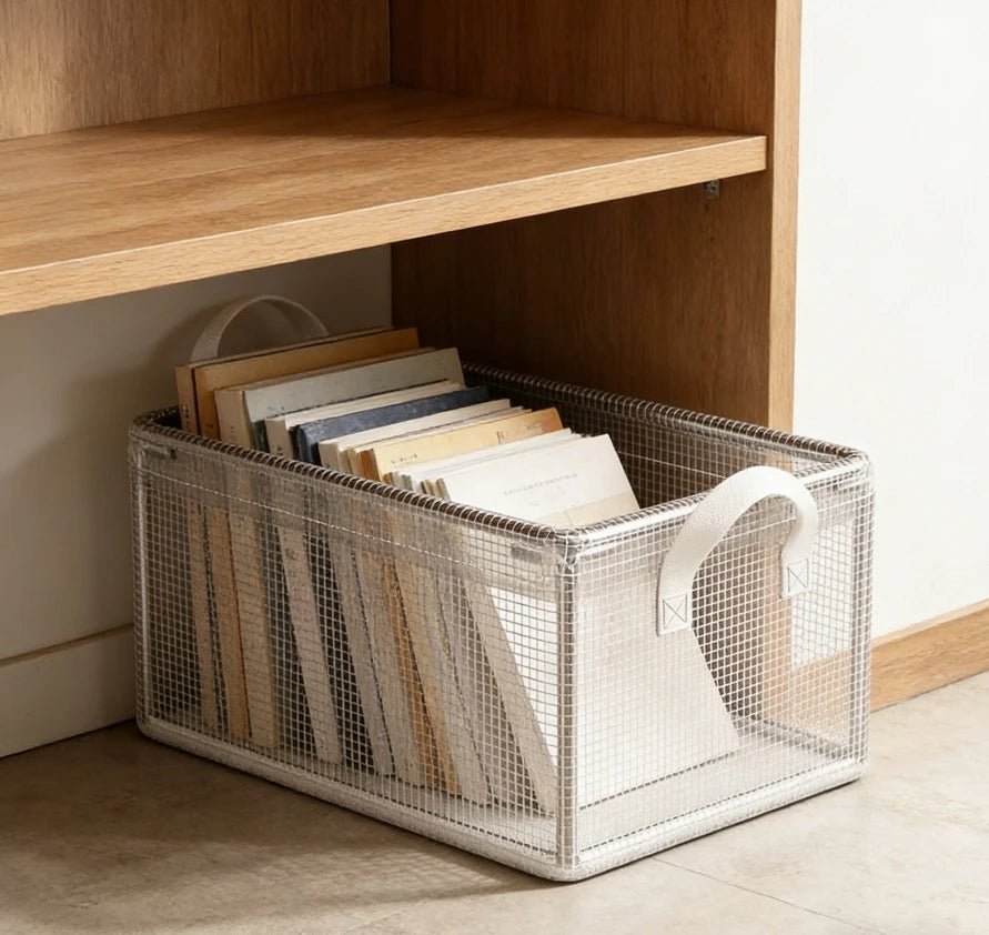 Clear PVC Folding Storage Bins, Durable Steel Frame, Water-resistant Organizer, Mesh Basket - ItemDrop